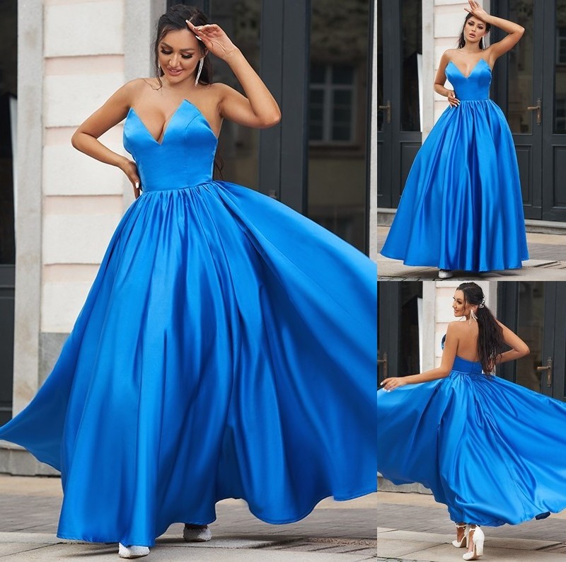 A-Line/Princess Satin Ruffles Sweetheart Sleeveless Floor-Length Dresses DFP0001553