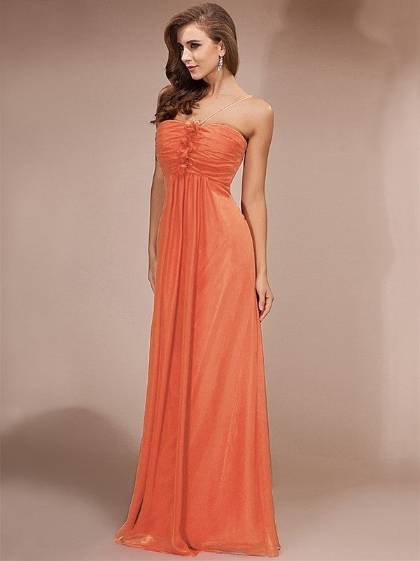 Sheath/Column Ruffles Long Sleeveless Chiffon Bridesmaid Dresses DFP0005717