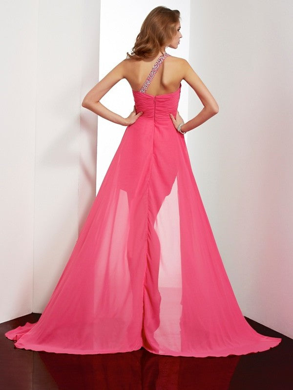 Sheath/Column One-Shoulder Beading Sleeveless Short Chiffon Homecoming Dresses DFP0008260