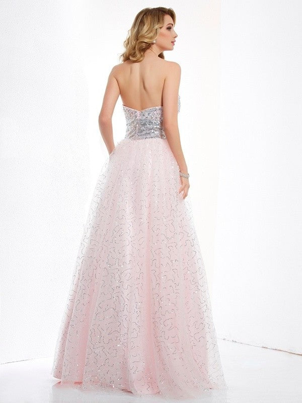 Ball Gown Sweetheart Sleeveless Long Net Dresses DFP0003957