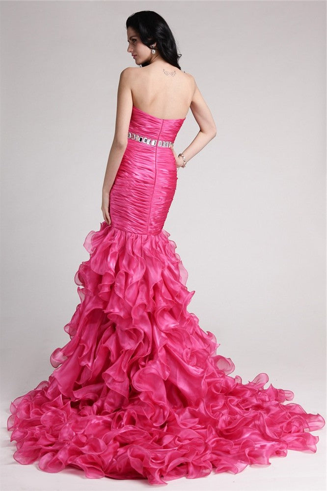 Trumpet/Mermaid Sweetheart Sleeveless Rhinestone Long Organza Dresses DFP0004404