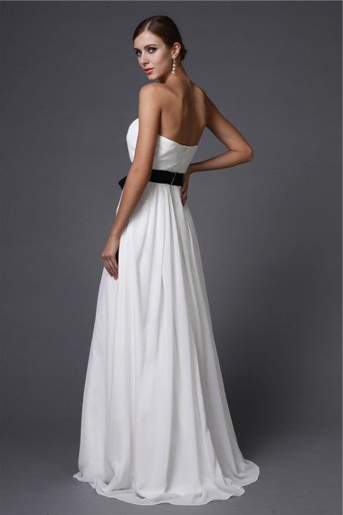 Sheath/Column Strapless Sash/Ribbon/Belt Long Sleeveless Chiffon Bridesmaid Dresses DFP0005748