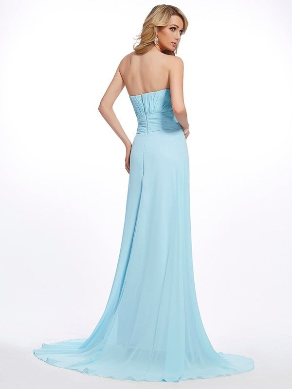 A-Line/Princess Sweetheart Sleeveless Long Beading Chiffon Dresses DFP0003874