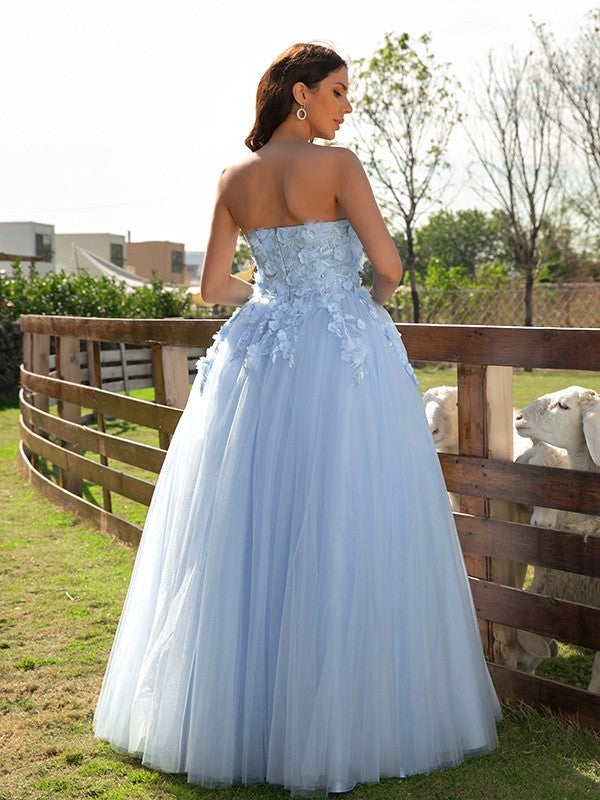 Ball Gown Tulle Applique Sweetheart Sleeveless Floor-Length Dresses DFP0001539