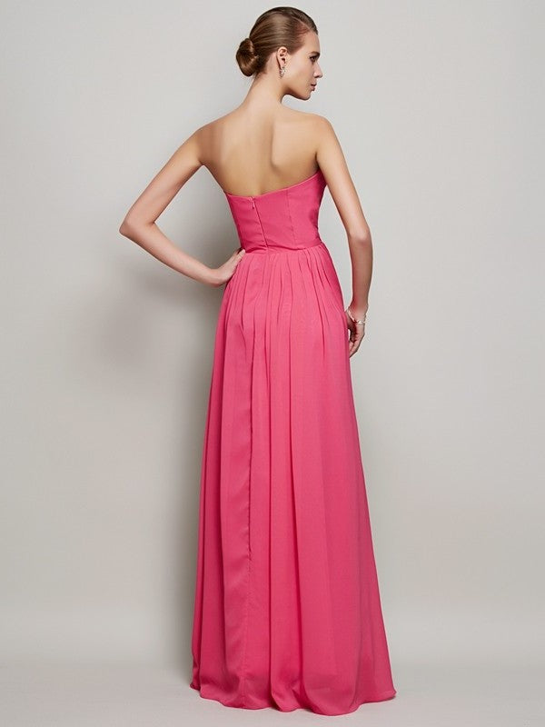 A-Line/Princess Sweetheart Sleeveless Pleats Long Chiffon Dresses DFP0004197