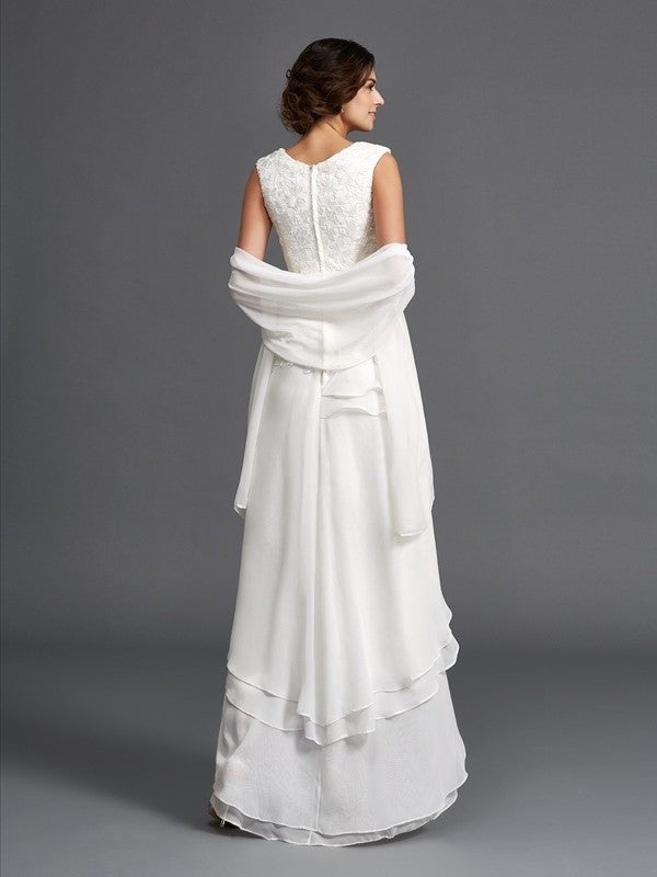 A-Line/Princess Scoop Lace Sleeveless Long Chiffon Mother of the Bride Dresses DFP0007083