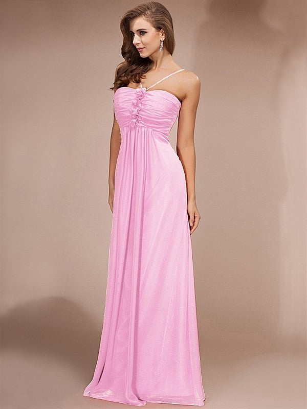 Sheath/Column Ruffles Long Sleeveless Chiffon Bridesmaid Dresses DFP0005717