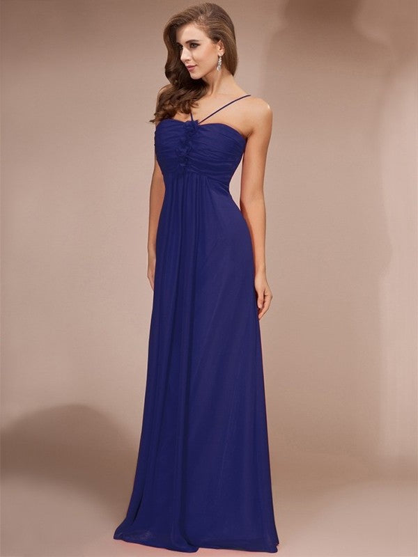 Sheath/Column Ruffles Long Sleeveless Chiffon Bridesmaid Dresses DFP0005717