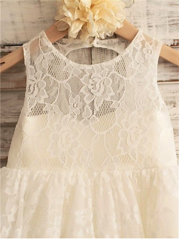 A-line/Princess Scoop Sleeveless Ankle-Length Lace Flower Girl Dresses DFP0007472