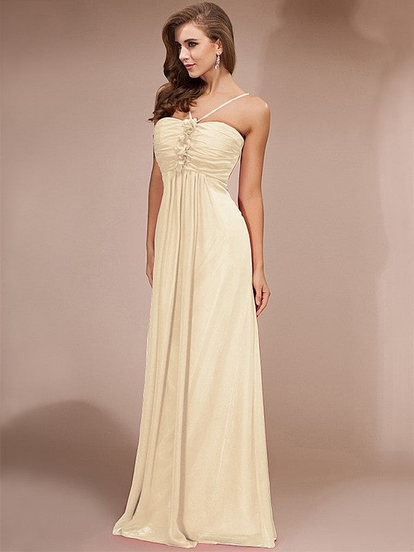 Sheath/Column Ruffles Long Sleeveless Chiffon Bridesmaid Dresses DFP0005717