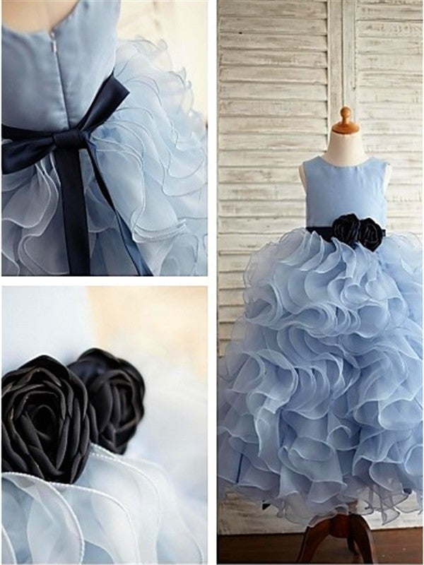 Ball Gown Sleeveless Scoop Ruffles Floor-Length Organza Flower Girl Dresses DFP0007486