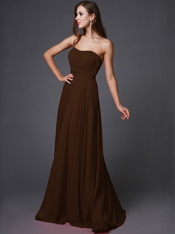 A-Line/Princess Strapless Beading Sleeveless Long Bridesmaid Dresses DFP0005079