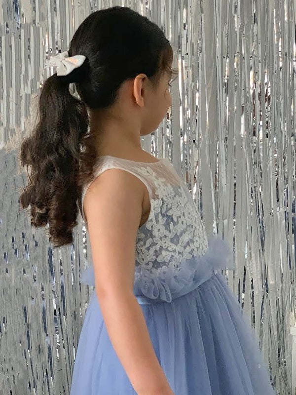 A-Line/Princess Tulle Lace Scoop Sleeveless Knee-Length Flower Girl Dresses DFP0007465