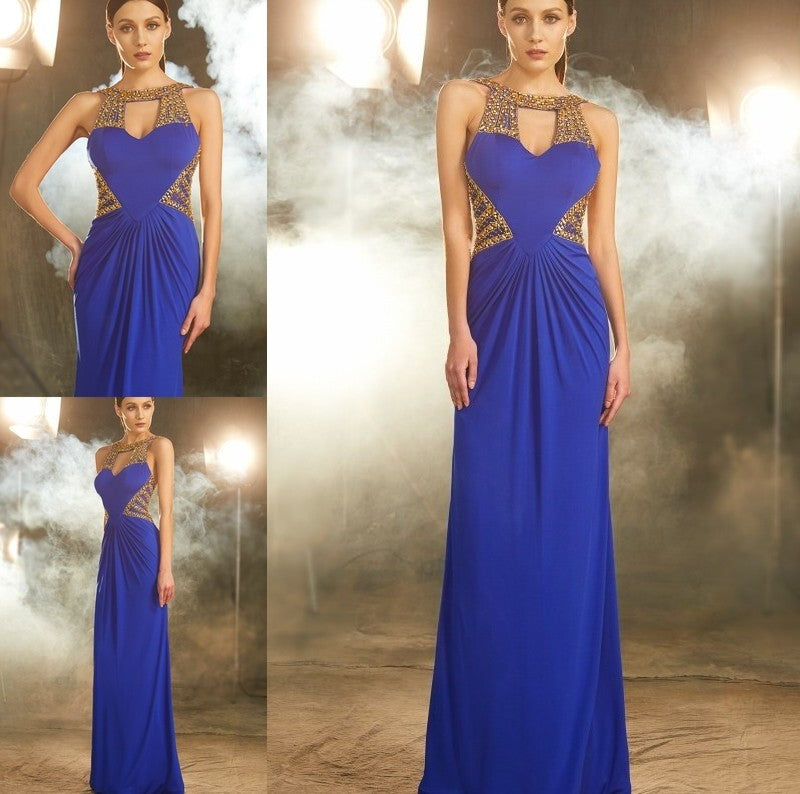 Sheath/Column Scoop Sleeveless Floor-Length Beading Spandex Dresses DFP0004164