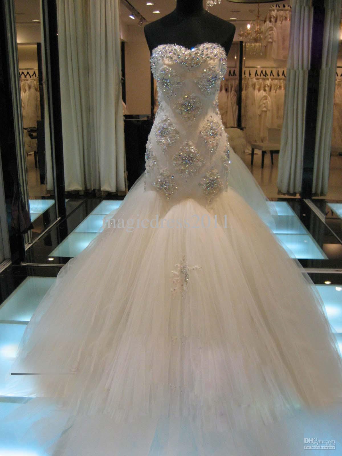 Gorgeous Strapless Mermaid Wedding Dress with Crystals