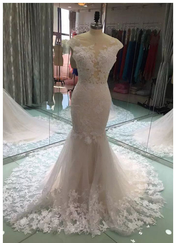 V Back Mermaid Wedding Dress