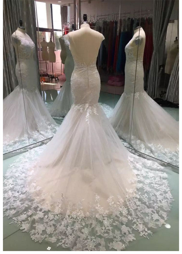 V Back Mermaid Wedding Dress