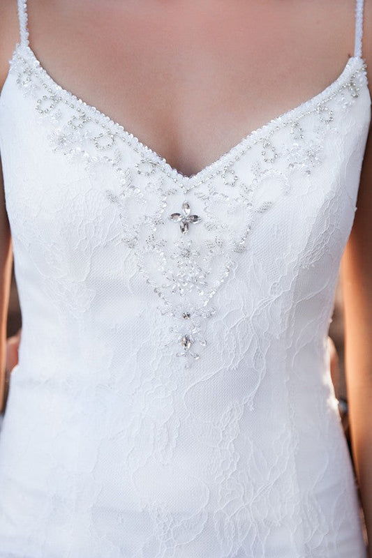 Spaghetti Straps Lace Mermaid Wedding Dress