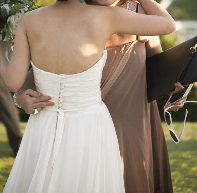 Sleeveless Spring/Summer Country Beach Wedding Dress with Removable Ribbon Sash