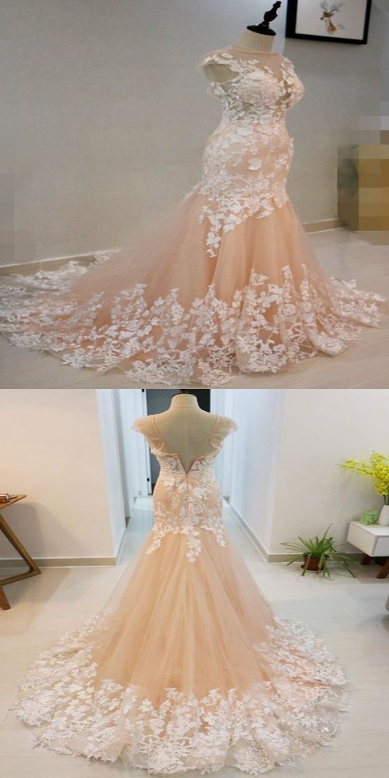 Jewel Neck Mermaid Lace Wedding Dress