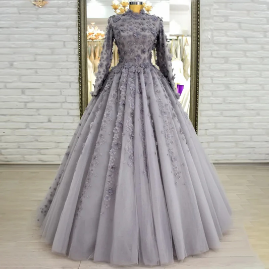 Modest Grey Formal Occasion Dresses Pageant Evening Gowns Plus Size