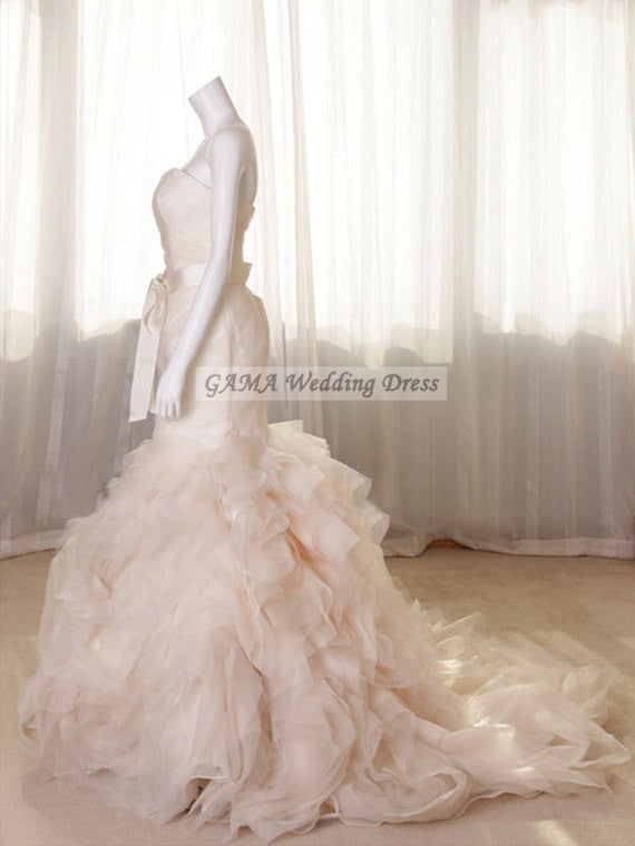 Mermaid Wedding Dress Sweetheart Bridal Gown Lace-up Bridal Dress Ruffled Evening Dress Ball Gown Real Samples