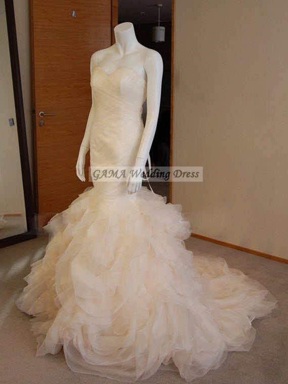 Mermaid Wedding Dress Sweetheart Bridal Gown Lace-up Bridal Dress Ruffled Evening Dress Ball Gown Real Samples